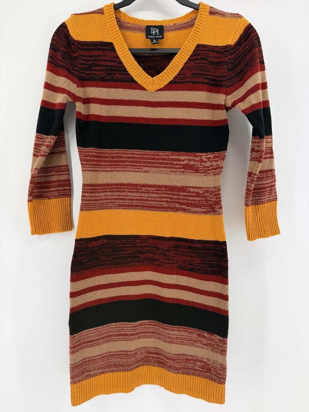 Derek Heart Striped Knit Sweater Dress Small Fall Y2K Boho